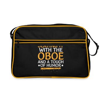 Oboe Player Oboe Basoonist Marching Band Instrumen - Retro Bag - black/gold - Front