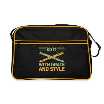 Oboe Player Oboe Basoonist Marching Band Instrumen - Retro Bag - black/gold - Front