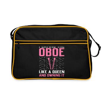 Oboe Player Oboe Basoonist Marching Band Instrumen - Retro Bag - black/gold - Front