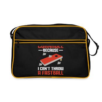 Cornhole Spieler Cornhole Sport Lustig Cornhole Be - Retro Tasche - Schwarz/Gold - Vorne