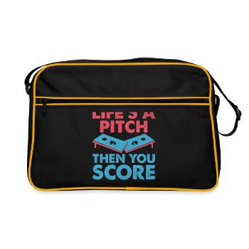 Cornhole Spieler Cornhole Sport Lustig Cornhole Be - Retro Tasche - Schwarz/Gold - Vorne