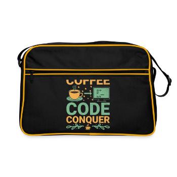 Coffee Coding Programmer Coder Developer Nerd Coff - Retro Bag - black/gold - Front