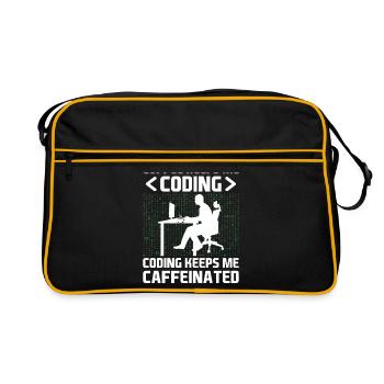 Coffee Coding Programmer Coder Developer Nerd Coff - Retro Bag - black/gold - Front