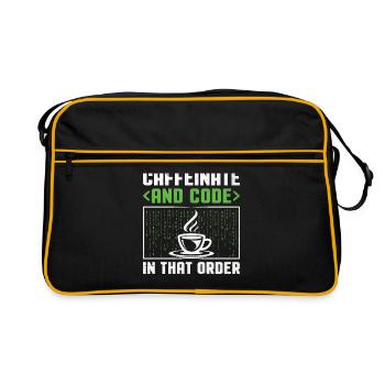 Coffee Coding Programmer Coder Developer Nerd Coff - Retro Bag - black/gold - Front