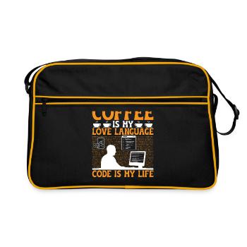 Coffee Coding Programmer Coder Developer Nerd Coff - Retro Bag - black/gold - Front
