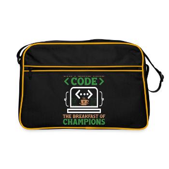 Coffee Coding Programmer Coder Developer Nerd Coff - Retro Bag - black/gold - Front