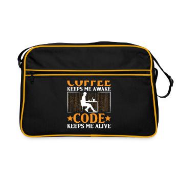 Coffee Coding Programmer Coder Developer Nerd Coff - Retro Bag - black/gold - Front