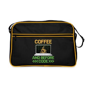 Coffee Coding Programmer Coder Developer Nerd Coff - Retro Bag - black/gold - Front
