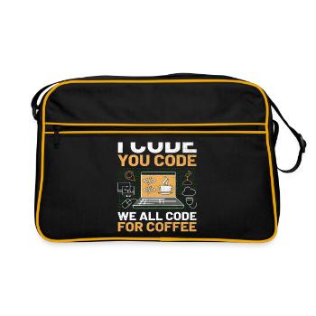 Coffee Coding Programmer Coder Developer Nerd Coff - Retro Bag - black/gold - Front