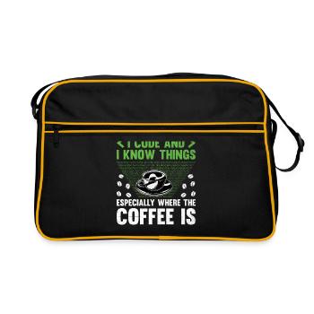Coffee Coding Programmer Coder Developer Nerd Coff - Retro Bag - black/gold - Front