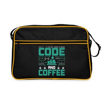 Coffee Coding Programmer Coder Developer Nerd Coff - Retro Bag - black/gold - Front