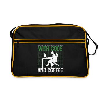 Coffee Coding Programmer Coder Developer Nerd Coff - Retro Bag - black/gold - Front