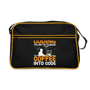 Coffee Coding Programmer Coder Developer Nerd Coff - Retro Bag - black/gold - Front