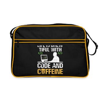 Coffee Coding Programmer Coder Developer Nerd Coff - Retro Bag - black/gold - Front