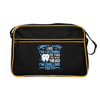 Mais dans ma tête, je perce des dents dentiste dentaire D - Sac Retro - noir/or - Devant
