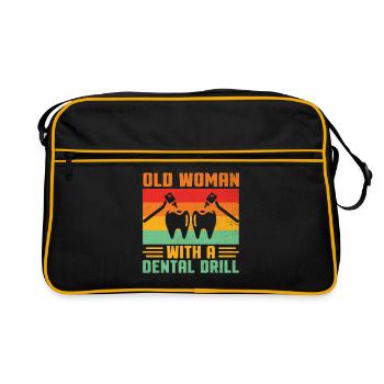 Never Underestimate An Old Woman With A Dental Dri - Retro Bag - black/gold - Front