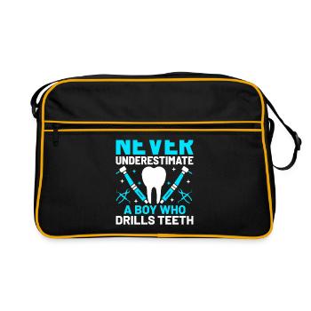 Ne sous-estimez jamais un garçon qui perce les dents dentaire - Sac Retro - noir/or - Devant