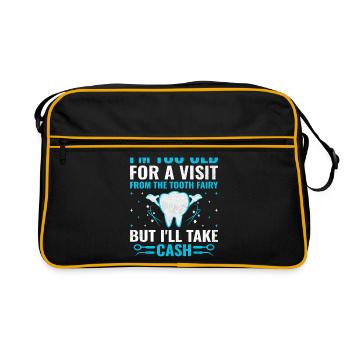Je suis trop vieux pour recevoir la visite de la fée des dents Denta - Sac Retro - noir/or - Devant