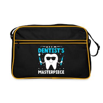 Ich bin ein Meisterwerk des Zahnarztes Zahnarzt Zahnarzt Zahnarzt - Retro Tasche - Schwarz/Gold - Vorne
