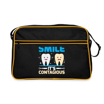 Lächeln Es ist ansteckend Zahnarzt Zahnheilkunde Höhle - Retro Tasche - Schwarz/Gold - Vorne