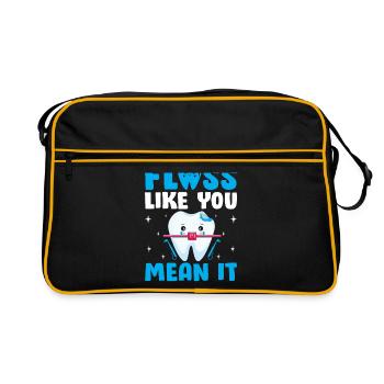 Fil dentaire comme vous le pensez dentiste dentisterie dentaire de - Sac Retro - noir/or - Devant
