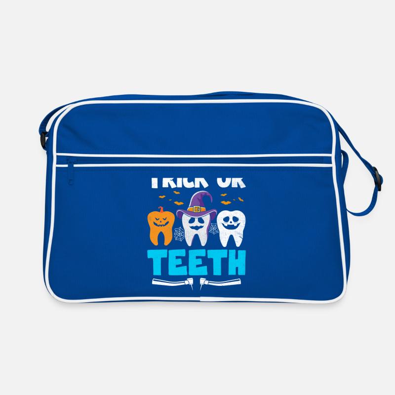 Trick oder Zähne Halloween Zahnarzt Zahnmedizin Retro Tasche