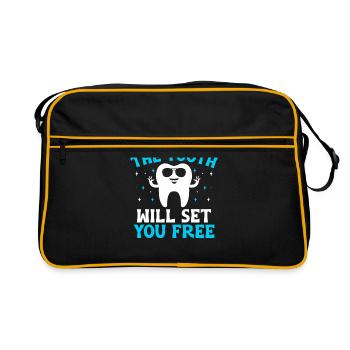 Der Zahn wird Sie befreien Zahnarzt Zahnarzt - Retro Tasche - Schwarz/Gold - Vorne