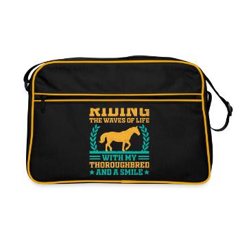 Courses de chevaux pur-sang Équitation Chevaux équestres - Sac Retro - noir/or - Devant