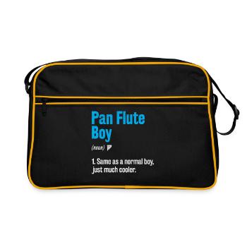 Pan Flute Boy Pan Flutist Marching Band Music Inst - Retro Bag - black/gold - Front