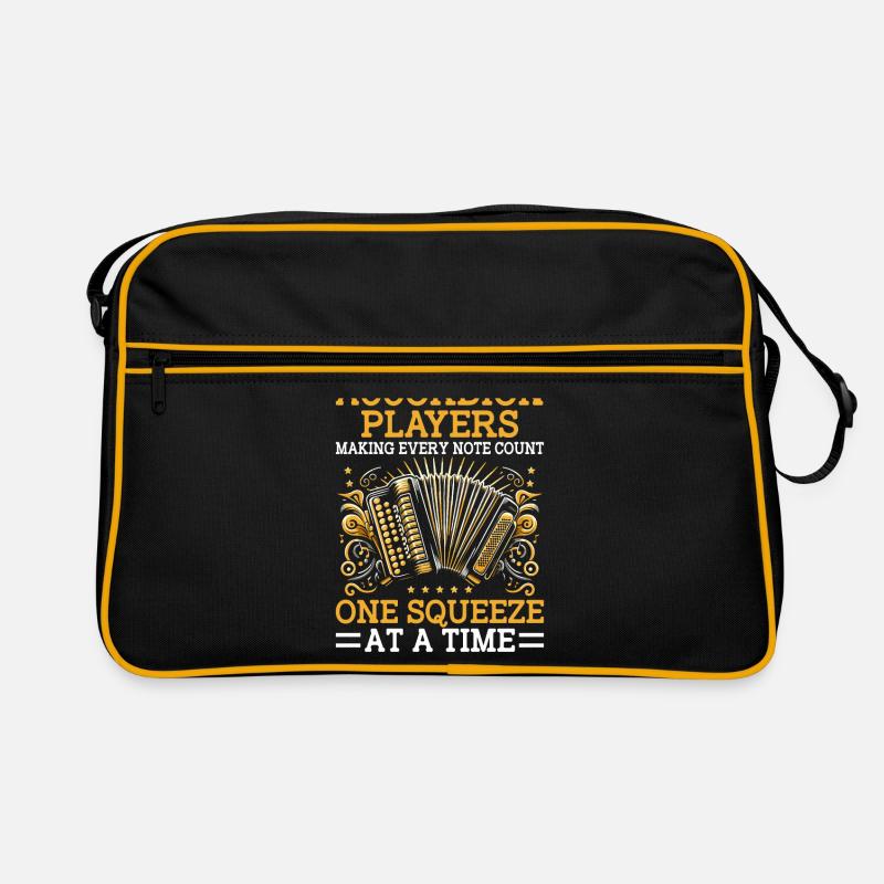 Joueurs d’accordéon faisant en sorte que chaque note compte un sque Sac Retro