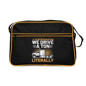 Trucker Fahren Papa Trucker Vater LKW-Fahrer - Retro Tasche - Schwarz/Gold - Vorne
