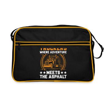 Trucker Fahren Papa Trucker Vater LKW-Fahrer - Retro Tasche - Schwarz/Gold - Vorne