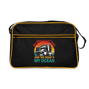 Trucker Fahren Papa Trucker Vater LKW-Fahrer - Retro Tasche - Schwarz/Gold - Vorne