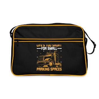 Trucker Fahren Papa Trucker Vater LKW-Fahrer - Retro Tasche - Schwarz/Gold - Vorne