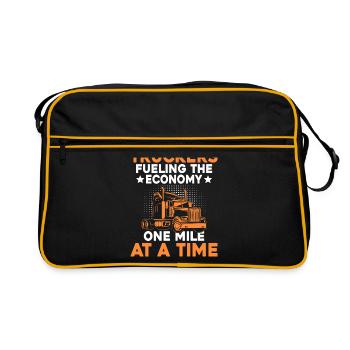Trucker Fahren Papa Trucker Vater LKW-Fahrer - Retro Tasche - Schwarz/Gold - Vorne