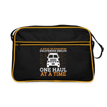 Trucker Fahren Papa Trucker Vater LKW-Fahrer - Retro Tasche - Schwarz/Gold - Vorne
