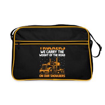 Trucker Fahren Papa Trucker Vater LKW-Fahrer - Retro Tasche - Schwarz/Gold - Vorne