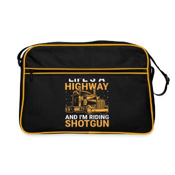 Trucker Fahren Papa Trucker Vater LKW-Fahrer - Retro Tasche - Schwarz/Gold - Vorne