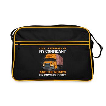 Trucker Fahren Papa Trucker Vater LKW-Fahrer - Retro Tasche - Schwarz/Gold - Vorne