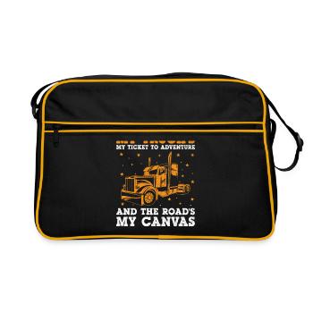 Trucker Fahren Papa Trucker Vater LKW-Fahrer - Retro Tasche - Schwarz/Gold - Vorne