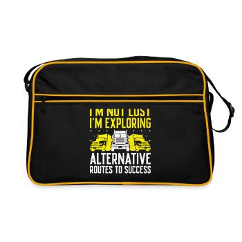 Trucker Fahren Papa Trucker Vater LKW-Fahrer - Retro Tasche - Schwarz/Gold - Vorne