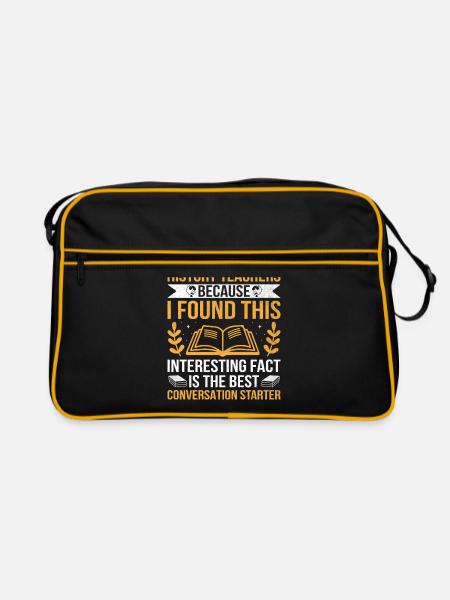 Geschichtslehrer Lustige Geschichtslehrer Sprüche - Retro Tasche - Schwarz/Gold - Vorne