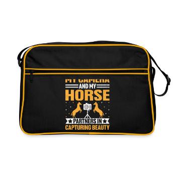 Photographie de cheval Équitation Chevaux Hobby Ph - Sac Retro - noir/or - Devant