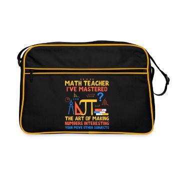 Mathelehrer Schullehrer Lustige Mathelehrer S - Retro Tasche - Schwarz/Gold - Vorne
