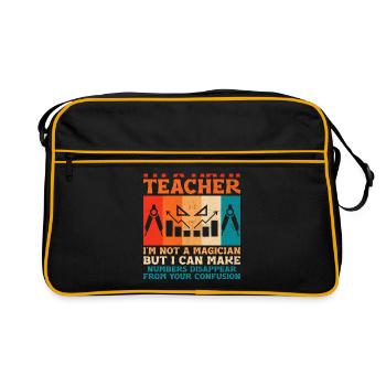Mathelehrer Schullehrer Lustige Mathelehrer S - Retro Tasche - Schwarz/Gold - Vorne