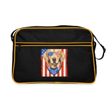American Flag Golden Retriever GR Dog Retrievers - Retro Bag - black/gold - Front
