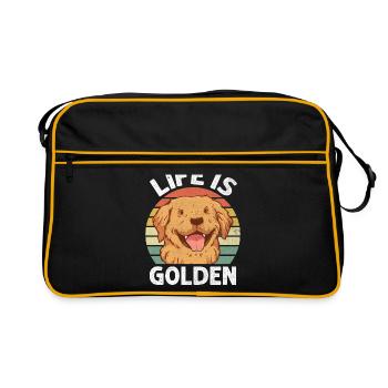 Life Is Golden Retriever GR Dog Retrievers - Retro Bag - black/gold - Front
