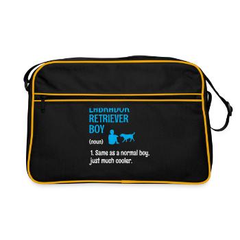 Labrador Retriever Boy Wie Ein normaler Boy Lab Do - Retro Tasche - Schwarz/Gold - Vorne