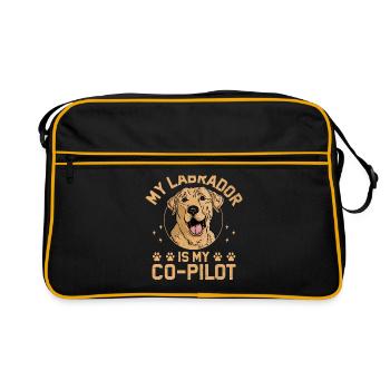 Mein Labrador ist mein Co Pilot Lab Retriever Hund Retri - Retro Tasche - Schwarz/Gold - Vorne