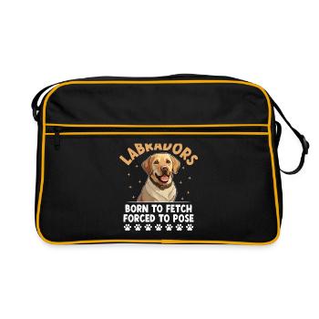 Labradors Born To Fetch Forced To Pose Labrador Re - Retro Bag - black/gold - Front
